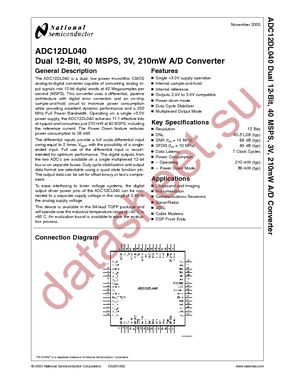 ADC12DL040CIVS/NOPB datasheet  